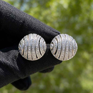 Pendientes de tuerca redondos de moissanita de lujo, plata 925, diseño geométrico a rayas, elegantes y brillantes, joyería llamativa, regalo para mujer - Product Image 4