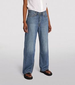 Jean taille haute ample pour femme, coupe décontractée, denim délavé vintage - Product Image 4