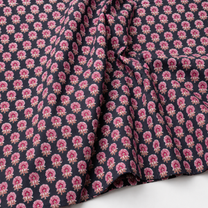 Conjunto de tela de algodón estampada a mano con diseño floral oscuro y rayas Buta, material para vestidos, Kurta, trajes, Dupatta, manualidades y costura. - Product Image 5