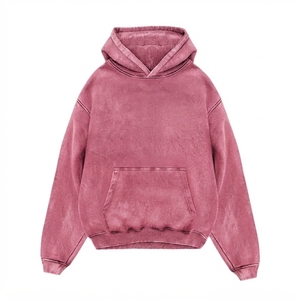 เสื้อฮู้ดดี้สีชมพูทรงหลวมแบบดรอปโชว์เดอร์ ล้างสีแบบแอซิดวอช ผ้าฝ้ายแท้ 100% เฟรนช์เทอร์รี่ ดีไซน์กระเป๋าแบบลำลอง ทรงโอเวอร์ไซส์ ใส่ได้ทั้งชายและหญิง เหมาะสำหรับฤดูหนาว - Product Image 1