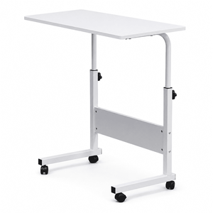 Rolling <b>Laptop</b> <b>Table</b> with Height <b>Adjustable</b> Wheels Removable Baffle Panel White Large 31.5 X 15.75 in MDF Home Office Desk - Product Image 1