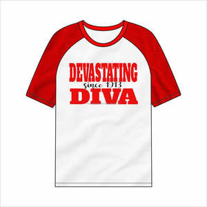 Para Delta Sigma Theta DST Casual manga raglán 'Devastating Diva' camiseta con bordado tejido de punto ecológico - Product Image 1