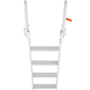 Scaletta da bagno a 4 gradini in alluminio per pontone, con capacità di carico di 350 libbre, tappetino in gomma antiscivolo largo 4 pollici, ribaltabile - Product Image 1