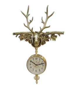 UNICORN HANDICRAFTS Horloge murale vintage en laiton avec tête de cerf, mouvement mécanique, durable, portable, rustique, décorative, à suspendre - Product Image 5