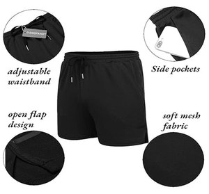 Pantalones Cortos Deportivos de Secado Rápido para Hombre, de Color Sólido, con Cordón Ajustable, Cintura Media, Tejido de Poliéster, Casuales, Verde Oliva, Negro - Product Image 5