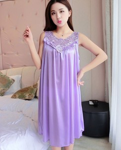 Women Sleeveless Nightgown Pink Ruffled Collar <b>Loose</b> Knee Length Sleepwear Summer Solid Color <b>Dress</b> - Product Image 2