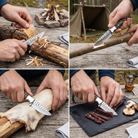 Couteau de chasse EDC à lame fixe en acier carbone fait main, manche en forme de cône de pin avec étui, vente directe usine