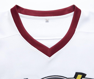 ชุดฮอกกี้น้ำแข็งแบบกำหนดเอง พิมพ์ลายทีม เสื้อเจอร์ซีย์ระบายอากาศ แห้งเร็ว 100% โพลีเอสเตอร์ คอวี สีตามสั่ง สำหรับทุกเพศ เหมาะสำหรับการฝึกซ้อมกีฬา - Product Image 3