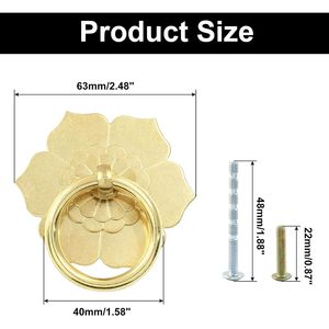 Vintage Style 2-Piece Gold Brass Ring Pulls <b>Handle</b> Elegant Drawer <b>Knobs</b> for Kitchen Cabinets and Wardrobe <b>Furniture</b> - Product Image 3