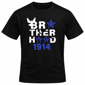 Phi Beta Sigma Royal Blue Mens Graphic T <b>Shirt</b> with <b>White</b> Brotherhood 1914 Print <b>Short</b> <b>Sleeve</b> Crew Neck Casual Fraternity Summer - Product Image 3