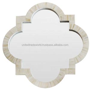 Impresionantes espejos de pared con incrustaciones de hueso con marco de madera para dormitorio y baño que reflejan su función combinada de estilo y belleza - Product Image 1