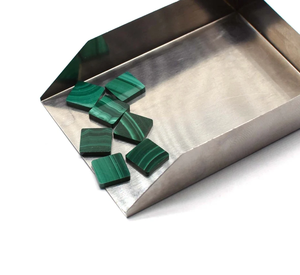 Natural Green <b>Malachite</b> 10mm Flat Square Shape Cabochon Gemstone for 925 Sterling Silver Jewelry Making Brass <b>Bracelet</b> All Sizes - Product Image 2