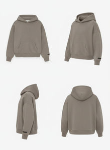 เสื้อฮู้ดโอเวอร์ไซส์ผ้าฝ้ายฟลีซสีน้ำตาลอมน้ำตาล  รับทำโลโก้  เสื้อผ้าสตรีทแวร์หนานุ่ม  ผู้ผลิต OEM ขายส่ง - Product Image 4
