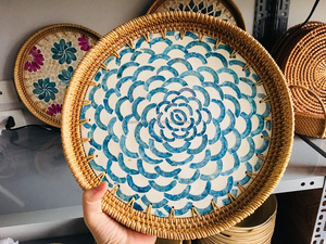 ราคาร้อนเวียดนามขายส่งธรรมชาติตกแต่งที่ให้บริการถาดแม่ของมุกหวายถาดสำหรับเวลาชา - Product Image 4