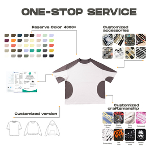 Camiseta de Manga Corta para Hombre, Estilo Raglán con Bloques de Color, Cuello Redondo, Estampado de Letras, Blanca y Gris, Estilo Urbano - Product Image 2