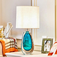 Lampe de table moderne Art Créatif Verre de Murano Bleu Couleur LED Luxe Décoratif Lampe de chevet pour la maison Hôtel
