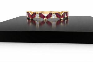 Anillo de Eternidad de Lujo con Corte Marquesa de Rubí, Elegante Regalo de Aniversario para Mujer - Product Image 3