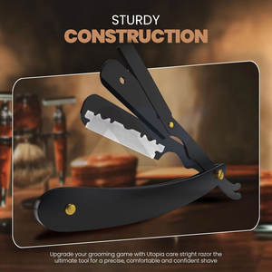 Rasoir droit professionnel pour hommes, durable, noir, rasoir de barbier, lames de sécurité, poignée antidérapante, salons, usage personnel, vente en gros - Product Image 3