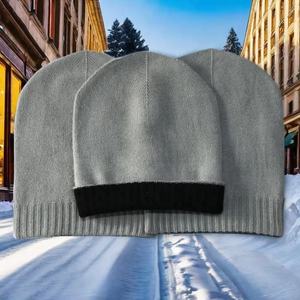 Unisex Custom Logo Winter Beanie Wholesale Hand Knitted Cashmere Folding Edge Hat Stylish Rib Border Soft Warm for Casual Size - Product Image 6