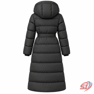 เสื้อโค้ทพัฟเฟอร์ผู้หญิงแบบมีเข็มขัด รุ่นกลางคืน พร้อมฮู้ด บุผ้านวมสำหรับฤดูหนาว เสื้อแจ็คเก็ตหรูหราบุฉนวนกันความหนาว ผู้ผลิต OEM - Product Image 2