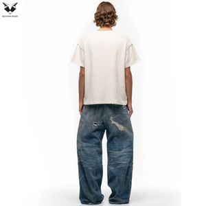 เสื้อยืดผู้ชายผ้าซักแบบกรดเสื้อแขนสั้นสำหรับใส่ในสำนักงานแบบลำลองดีไซน์ทันสมัยผ้าระบายอากาศได้ดีใส่สบาย - Product Image 5