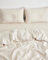 Parure de lit en lin 5 pièces : 1 housse de couette, 1 drap plat, 1 drap-housse, 2 taies d'oreiller, bio, 300 fils, résistant à l'eau