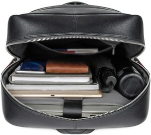 Black <b>Canvas</b> Leather <b>Backpack</b> Men Women Travel Laptop Daypack School Bag Vintage Rucksack Hiking Outdoor Casual Bookbag - Product Image 3