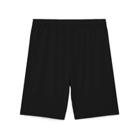 Shorts de sport décontractés pour hommes, noirs, à séchage rapide, avec logo personnalisé, taille élastique, couleur unie, 100 % polyester, logo imprimé sur le bas du pantalon