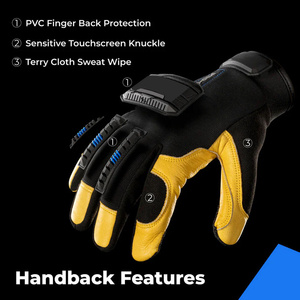 Guantes de Mecánico de Cuero de Vaca de Alta Resistencia, Protección Contra Impactos y Vibraciones, Ajuste Cómodo y Duradero - Guantes de Seguridad - Product Image 2