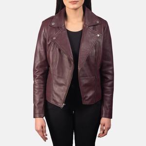Custom Soft Printed Knitted Women <b>Leather</b> <b>Jacket</b> <b>Real</b> Sheepskin <b>Biker</b> Motorcycle Coat Slim Fit Outerwear Streetwear Cotton - Product Image 2