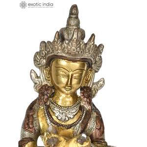 8 pouces divinité bouddhiste tibétaine Vajradhara Statue Sculpture en laiton faite à la main pour les cadeaux Fabriqué en Inde - Product Image 3