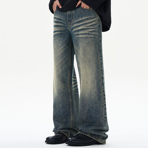 Pantalones Cargo de Mezclilla de Algodón con Lavado Ácido, Estilo Streetwear, de Alta Calidad OEM, con Múltiples Bolsillos, Corte Holgado y Recto para Hombre - Product Image 2