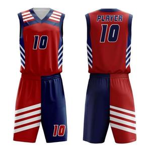 Conjunto de Camiseta de Baloncesto para Hombre Fantasy Wear, Rayas Rojas, Azules y Blancas, Cuello en V, Secado Rápido, Estilo Deportivo, Impresión por Sublimación, Jugador 10, 100% - Product Image 1