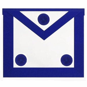 Tablier maçonnique Master Mason blanc avec bordure bleu roi, trois rosettes, pour la loge bleue, tenue de cérémonie, vente en gros sur mesure - Product Image 1