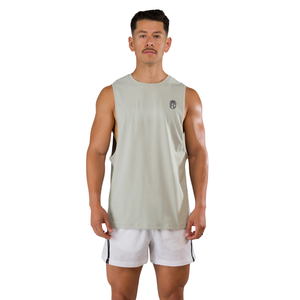 Camiseta sin mangas para hombre, corte ajustado, para gimnasio, entrenamiento, chaleco deportivo ligero, color plateado - Product Image 1