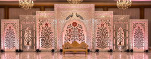 Stunning <b>Mirror</b> Mosaic Arches for Perfect Dreamy Backdrop Elegant White <b>Mirror</b> Wedding <b>Panels</b> with Gold Chairs <b>Mirror</b> Screens - Product Image 4