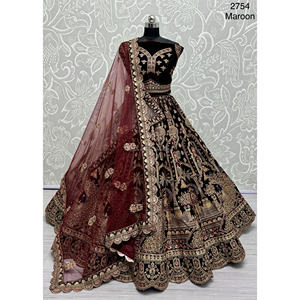 Collections de velours de vêtements de mariée indiens pour la mariée avec le travail de Zarkhan par Fabzone - Product Image 5