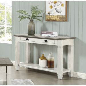 Rosy Brown and Antique White Wooden Living Room <b>Sofa</b> <b>Table</b> with 2 Drawers and Bottom Shelf 1pc Furniture Cabinet - Product Image 1