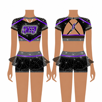 Robe de danse personnalisée pour filles et femmes, avec strass et paillettes, uniforme de cheerleading, costume de compétition, vêtements pour équipe de danse