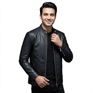 genuine Sheep Skin Faux Leather <b>Jacket</b> Durable Slim Loose Quilted Feature Solid Linen Plain Dyed Autumn <b>jacket</b> <b>for</b> <b>men</b> - Product Image 1