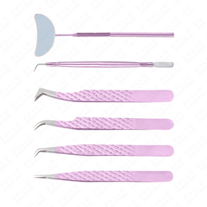 Custom Logo <b>Pink</b> Eyelash Tweezers Set Stainless Steel Volume Tip Lash Extension <b>Tools</b> Private Label Wholesale <b>Kit</b> - Product Image 3