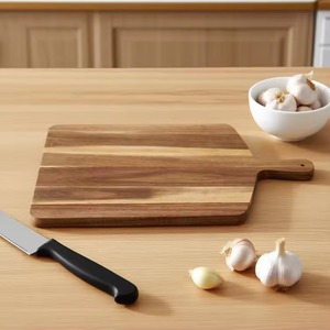 Tabla de servir de madera con asa, rectangular, para cortar y picar, bandeja de alimentos reutilizable para cocina y restaurante - Product Image 4