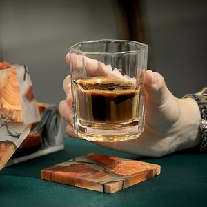 Wood Epoxy Resin Coaster Set <b>Marble</b> <b>Table</b> Mat Drink coaster Wooden Placemat for <b>Coffee</b> Tea <b>Table</b> Decor - Product Image 3