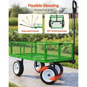 Carrello da Giardino in Acciaio Rinforzato da 400 kg con Pneumatici da 10 Pollici, Sgabello da Giardinaggio Regolabile per Esterni, Carrello Utilitario per Trasporto Carico - Product Image 6