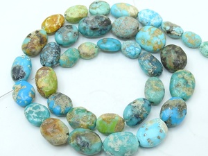 Perles de turquoise de l'Arizona en vrac, lisses, ovales, polies, en forme de pépites, 16 pouces de long, 8x6-13x10mm environ - Product Image 5