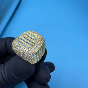 High Quality Iced VVS Diamond IGI Certified 14K Gold Plated <b>925</b> Sterling <b>Silver</b> Wedding Hip Hop Cocktail <b>Ring</b> OEM Supplier - Product Image 2