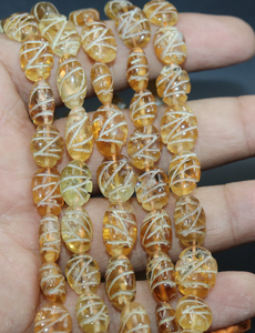 ลูกปัดซิทรินรูปไข่แกะสลักแบบเรียบ4x8-5x9mm ลูกปัดสีเหลืองมะนาวแกะสลักรูปไข่ที่สวยงาม - Product Image 3