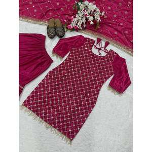 Conjunto de ropa de fiesta para mujer de diseñador Sharara Plazzo Dupatta - Product Image 4