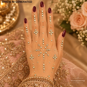 Pegatinas Kundan Mehendi para Novia y Damas de Honor, Joyería de Mano para Bodas Indias y Pakistaníes, Decoración Nupcial para Manos - Product Image 5