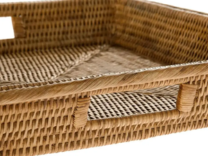 Rattan Square Serving <b>Tray</b> Honey Brown Handwoven <b>Decorative</b> Serving <b>Tray</b> for Tea Coffee Snacks Rustic Home Decor Organizer - Product Image 5